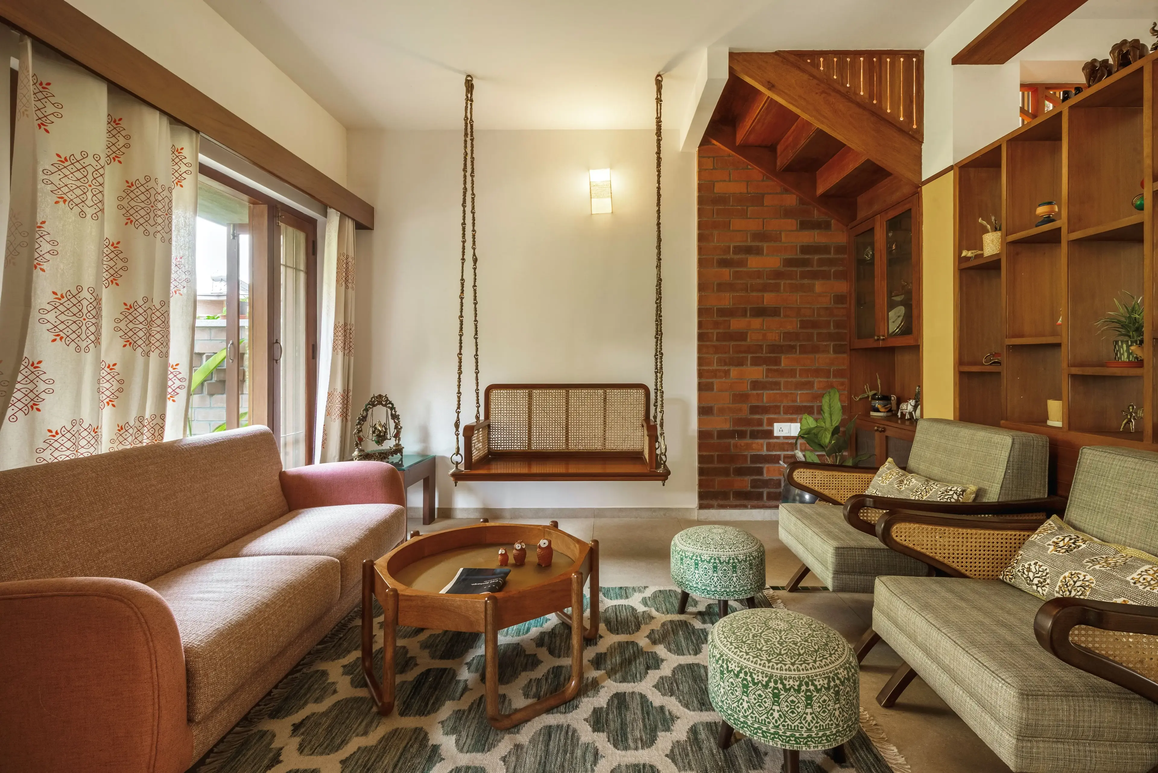 Banyan House living room with wooden swing